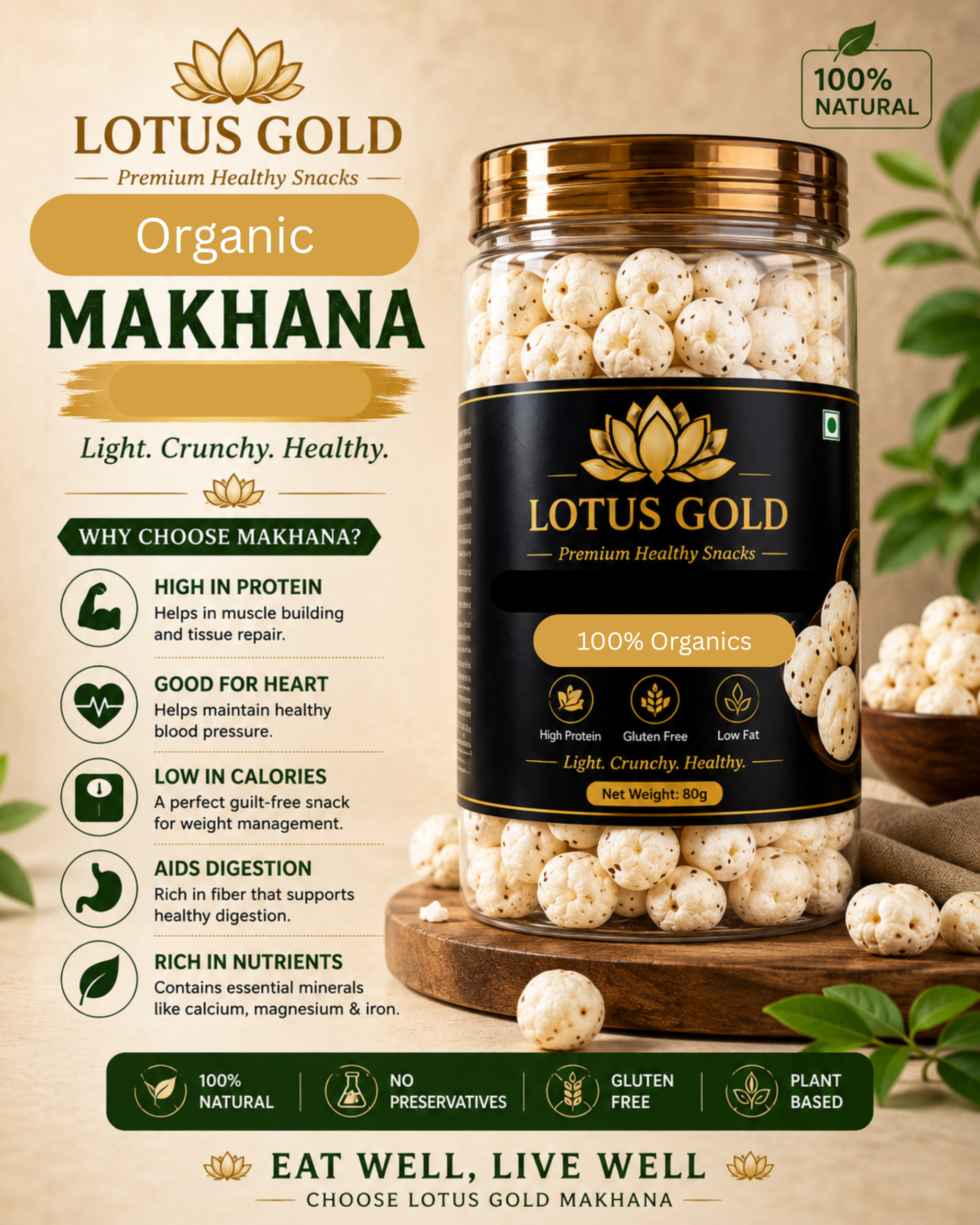 Plain Makhana | Packed Makhana | Lotus Gold - Image 2