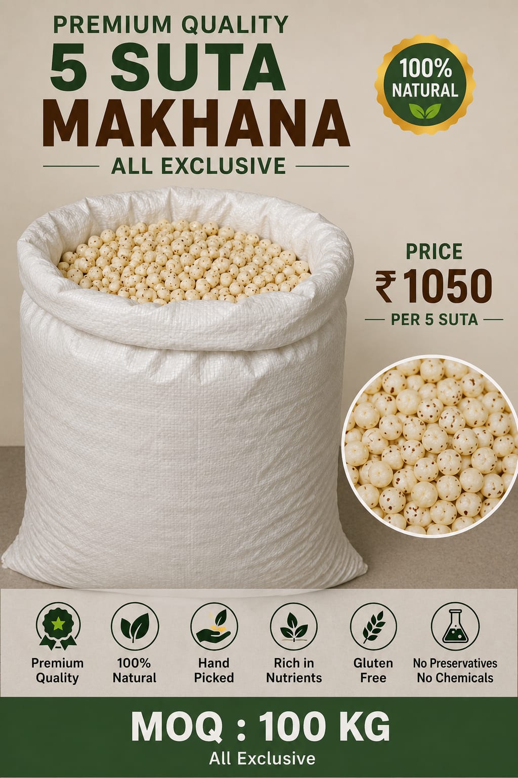 Raw Loose Makhana | Lotus Gold - Image 3